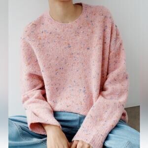 Everlane Pink Speckled Crew Neck Sweater